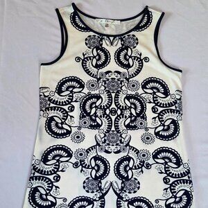 Max Studio Black & White Paisley Print Shift Dress - Size XS